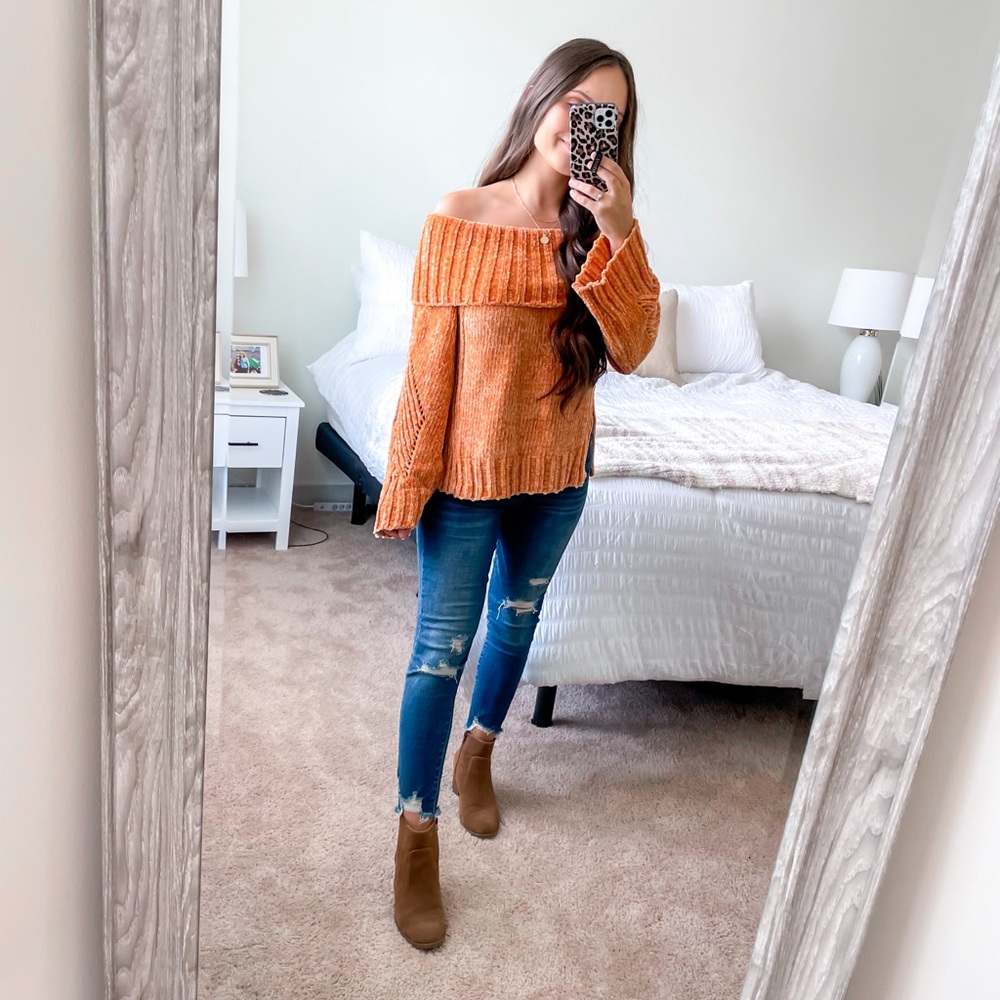 Chenille off the shoulder sweater size S